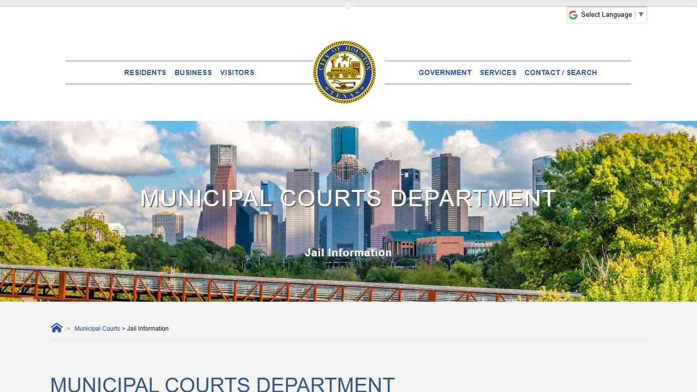City of Houston Municipal Courts Department - Jail Information