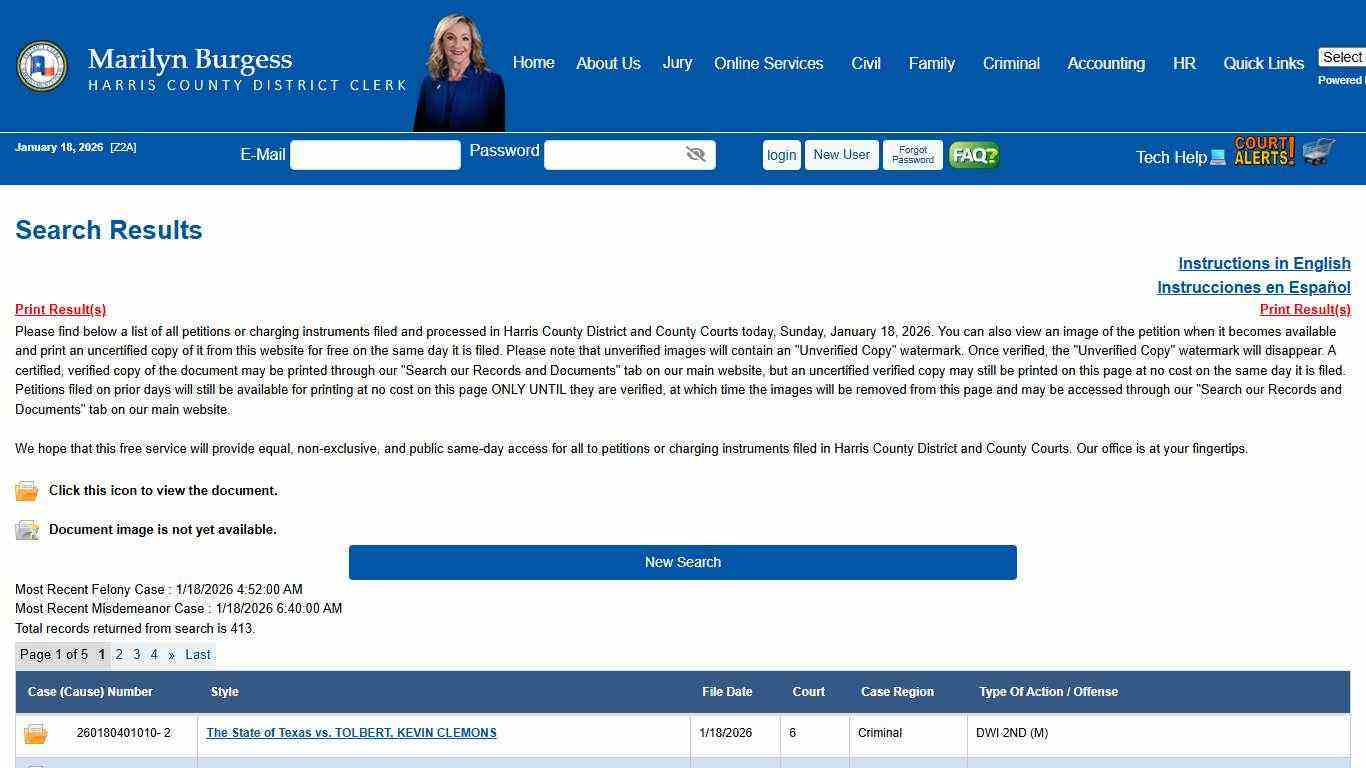 Office of Harris County District Clerk - Marilyn Burgess | Search Our Records